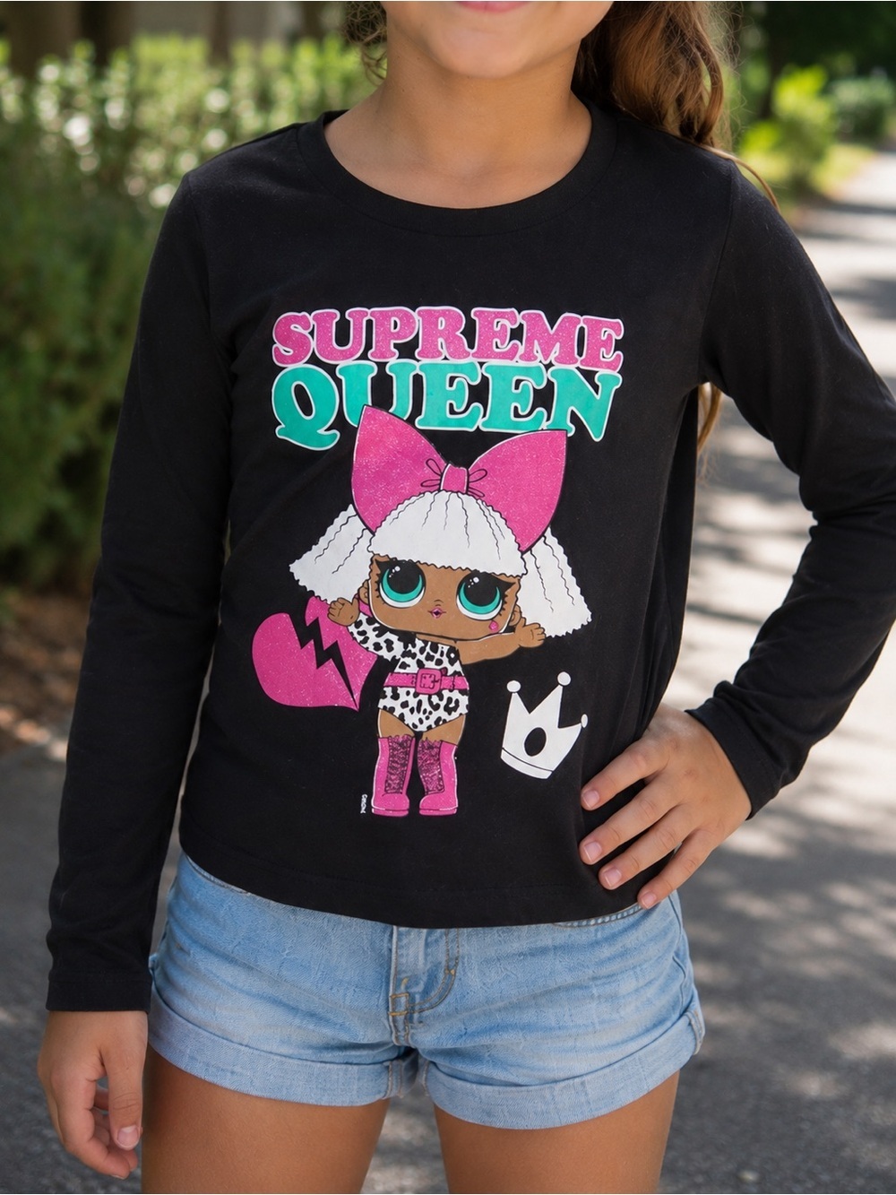 LOL Surprise Supreme Queen Long Sleeve Shirt Girls Size 6 Black